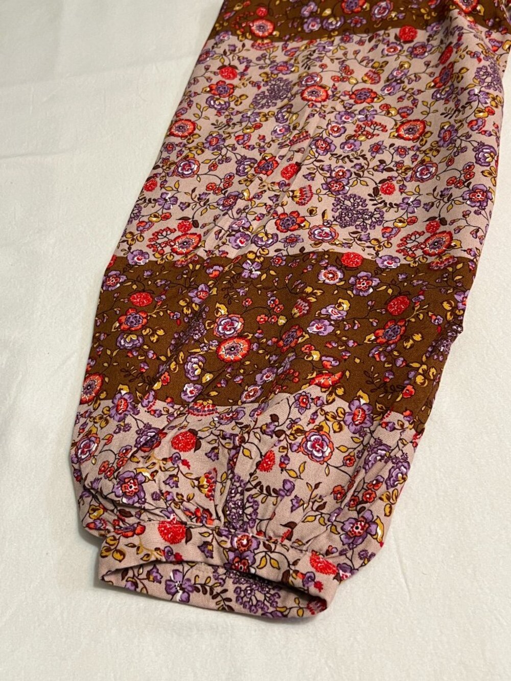 Southern Cotton Floral Boho Maxi Dress Medium Pink Brown Tiered Prairie Cottagec - Picture 4 of 8